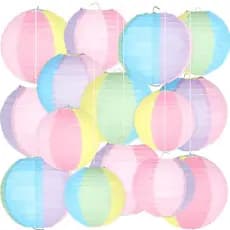 15 Lanternas de Papel em Forma de Bola de Praia em Cores Pastel para Decorações de Festa na Piscina de Verão, Lanternas