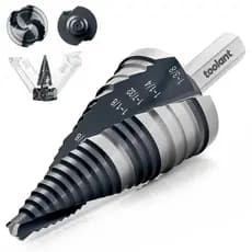 Broca escalonada Toolant de 1/4" a 1-3/8" com lâminas de corte de ângulo duplo aprimoradas e multifuncionais, M2 HSS e r