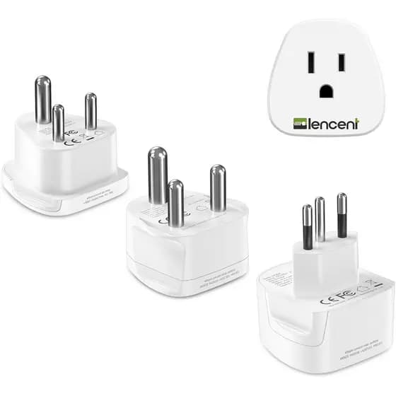 Adaptador de Viagem LENCENT Tipo D M e N para África do Sul, Namíbia, Índia, Nepal