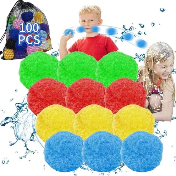 100 Balões de Água Reutilizáveis de Enchimento Rápido, Bolas de Esponja para Páscoa, Praia, Piscina, Brinquedos de Verão