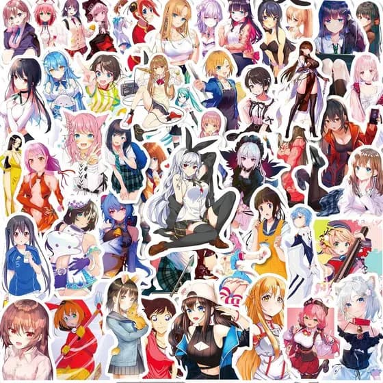 100 Adesivos de Meninas Anime para Garrafas de Água, Adesivos Kawaii à Prova d'Água para Adolescentes, Decalques de Vini