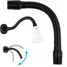 Braço de Extensão para Chuveiro Ajustável em Metal, 11,8 polegadas, Giratório e Flexível com Flange, Extensor de Chuveir