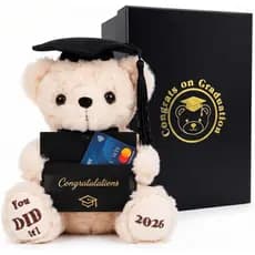 Urso de Formatura 2026, Pelúcia de 8 Polegadas com Porta-Dinheiro |   Porta-notas e cartão-presente, caixa com estampa d