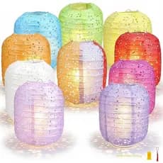 Pacote com 10 Lanternas de Papel para Decorações de Ano Novo Lunar Chinês 2026, Lanternas de Papel Japonesas Suspensas c