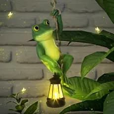 Figurinha de Sapo Suspenso com Luz Solar Kathfly e Lanterna LED, 7,48 Polegadas, Resina Impermeável, Sapo Fofo Escalando