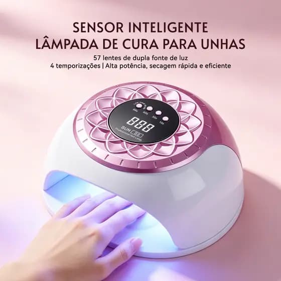 Cabine UV LED para Unhas Sun S9 268W 57 LEDs Bivolt Profissional Secagem Rápida para Gel, Acrigel e Polygel