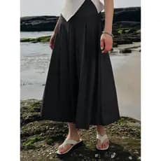 Insjoylife estrutura saia plissada plissada saia longa terno feminino verão estilo Preppy saia evasê Casual saia guarda-