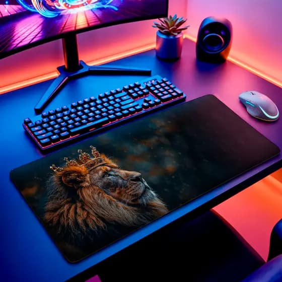 MousePad Leão Judá Cristo Rei Gamer Desk Pad Grande 80x30 Mouse Pad Grande RGB