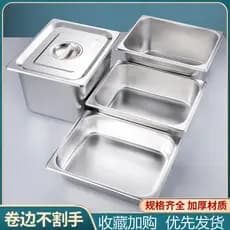 Bacia de servir de aço inoxidável bacia retangular com tampa bacia de alimentos comercial Fast food caminhão Buffet serv