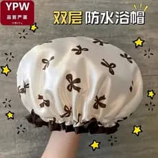 Japão japão importado dupla camada touca de banho feminino à prova dwaterproof água banho cozinha à prova de fumaça chap