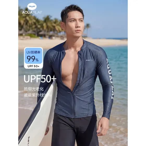 AquaPlay novo estilo de manga comprida maiô troncos de natação masculino adulto surf protetor solar terno de mergulho