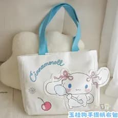 Canela cão dos desenhos animados portátil bolsa de lona saco de matrícula grande capacidade Laurel cão portátil saco de