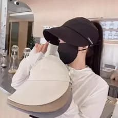Chapéu de sol japonês feminino 2025 meio oco chapéu Zhao Lusi mesmo estilo guarda-sol pico balde de sol Anti-ultraviolet