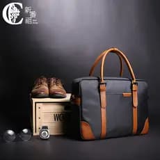 Bolsa masculina de negócios versão Horizontal simples Retro maleta computador bolsa lona ombro saco do mensageiro maleta