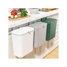 Lixeira de cozinha pendurada em casa com tampa, porta de armário, lata de lixo de cozinha montada na parede, vaso sanitá