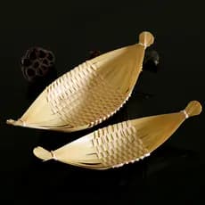Placa trançada de bambu afiada de duas cabeças, garra de lanche, Tempura, cesta de comida frita, recipiente de frutas, p