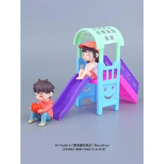 Mini simulação slide pequeno brinquedo crianças mini Playhouse slide parque de diversões modelo pequenas decorações