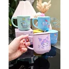 Sanrio Kuromi Copo de leite infantil para jardim de infância com escala Copo para beber bebê em aço inoxidável 304 desta