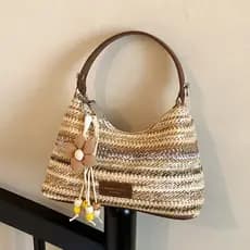 Bolsa de praia japonesa japonesa ≈ 라고 Bolsa de praia 2026 Bolsa de tecido de verão Bolsa de ombro Crossbody de palha