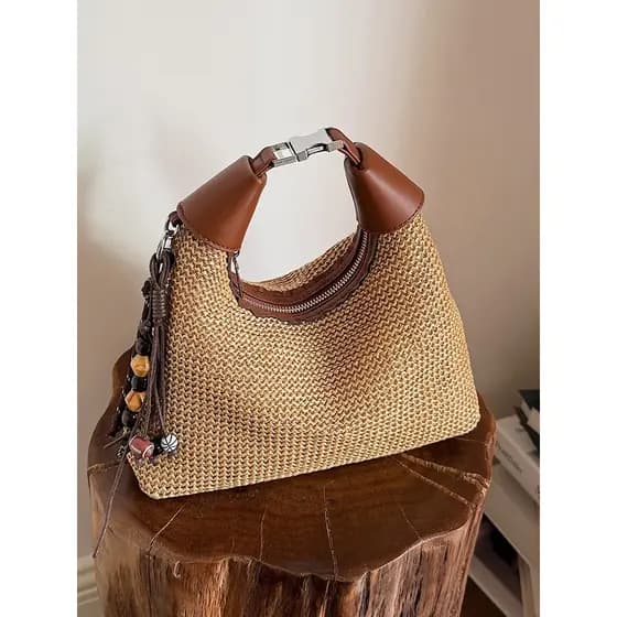 Japão Japão Japão Japão ꜱᴛン收藏袋 Bolsa feminina Bolsa de palha tecida Bolsa mensageiro de viagem Bolsa de praia Bolsa de b