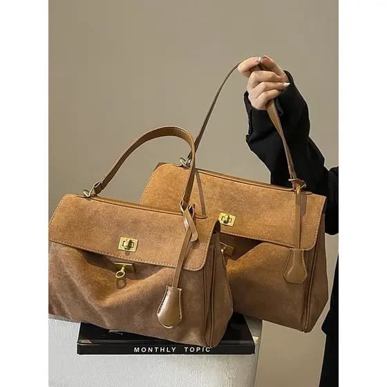 Japão Japão Japão Japão ꜱᴛン Bolsa Grande de Camurça Retro Outono Bolsa Mensageiro Commuter Underarm Kelly Bag
