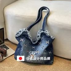 Japão Japão Japão Japão ≈ 라고 Bolsa jeans de grande capacidade feminina 2026 Novo estilo bolsa de ombro sacola