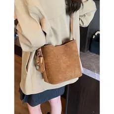 Japão Japão Japão Japão Bolsa Balde de Camurça Casual Novo Estilo Outono All-Match Commuter Bolsa de Ombro