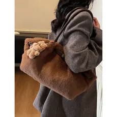 Japão Japão Japão Japão ⋆ ン ꜱᴛン Pelúcia Grande Capacidade 2026 Novo Estilo Bolsa de Ombro de Pelúcia Bolsa Feminina