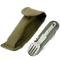 Utensílios de mesa portáteis ao ar livre acampamento dobrável talheres colher combinação talheres multifuncional dobráve