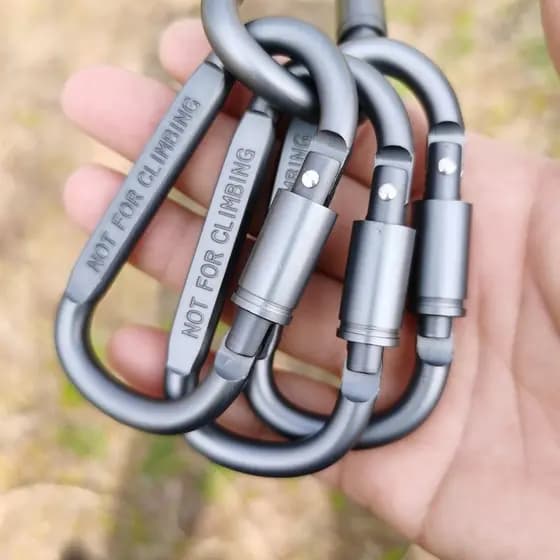 Mosquetão portátil tipo D, trava de Metal com parafuso, gancho de chave, fivela pequena, acessórios de mochila, equipame