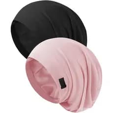 Touca de dormir de seda para mulheres, ajustável, forrada com cetim liso, faixa de cabelo de seda, touca sem aba, 7V 9M.