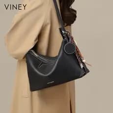Viney sacola senhoras 2026 novo estilo bolsa feminina verão couro genuíno bolsa de ombro grande capacidade Commuter axil