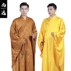 Shangyuan Haiqing Simulação Seda Padrão Escuro Roupas de Layman de Manga Larga Haiqing Roupas de Monge Casaco Monk's Fiv