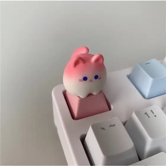 Teclas Personalizadas Criativas com Animais de Desenho Animado Fofos 3D Semi-Transparentes, Adequadas para Teclados Mecâ