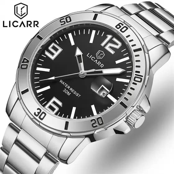 Relógio de Negócios Masculino LICARR, Marca de Luxo Original, com Display de Data Luminoso, Relógio de Quartzo à Prova d