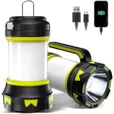 Lanterna de camping, lanterna LED para atividades ao ar livre, lanterna recarregável, 1000 lúmens, 6 modos, power bank d