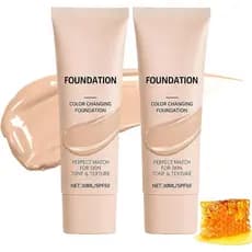 Base de Maquiagem com Mudança de Cor SPF50, 30ml, adequada para pele madura, base inteligente com ajuste de cor, cobertu