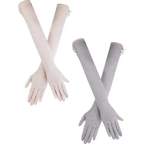 Chuangdi 2 pares de luvas de condução anti-UV para mulheres, protetores de braço com tela sensível ao toque, luvas de pr