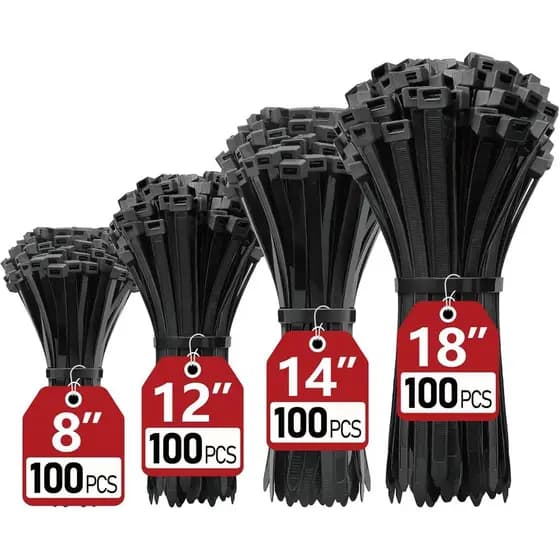 ZipTiesAssortedSizes(8",12",14",18")-400Pack,ZipTiesHeavyDutywith120lbTensileStrength,BlackCableTies,Wireties,Paloka