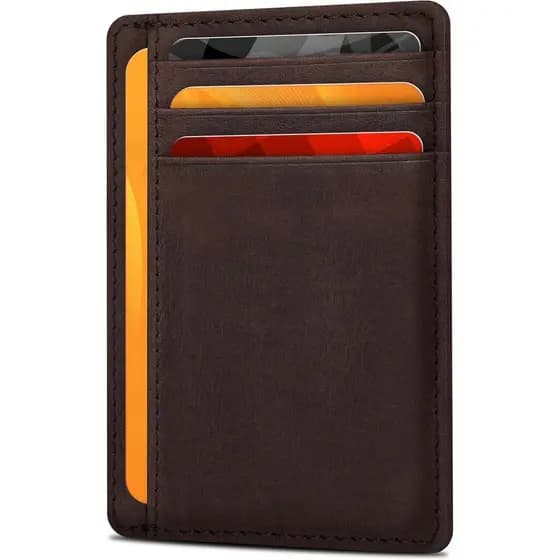 OakLeathersCarteiraMinimalistaFinaDeCouroParaHomensEMulheresComRFIDPorta-CartõesDeCouroParaBolsoFrontal(Castanho Hunter)