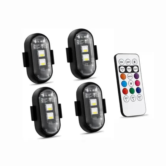 Luz Estroboscópica RGB LED para Aeronaves, Luz de Advertência Sem Fio com Controle Remoto para Motocicletas, Bicicletas
