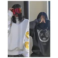Folheado terno de esqui feminino inverno em torno do pescoço moletom fino-ajuste comércio exterior engrossado casal ao a