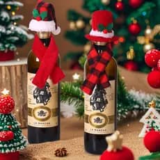 Decorações criativas de natal cachecol chapéu conjunto de duas peças garrafa de vinho tinto conjunto Hotel restaurante d