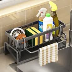 Prateleira de cozinha multifuncional dreno bancada rack pia pano torneira esfregão rack armazenamento fio ferramenta úti