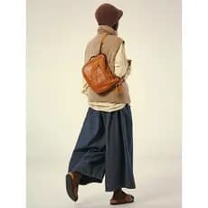 Único tecido Lava no mar ch n algodão Denim cintura elástica solta perna larga calças casuais feminino Culottes outono i