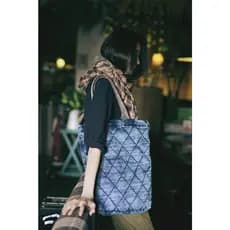 Tecelagem única Mottled anos lavagem Retro macio Denim azul indústria pesada acolchoada bolsa de ombro literária feminin