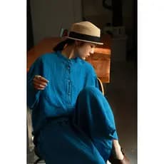 Artista de tecelagem exclusivo, chá frio, duas cores, 21 peças, linho lavado, vestido artesanal com contas, camisa tingi