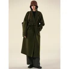 Único tecelagem borda de inverno 100% lã duplo Breasted gola Barge jaqueta de lã feminina comprimento médio outono inver