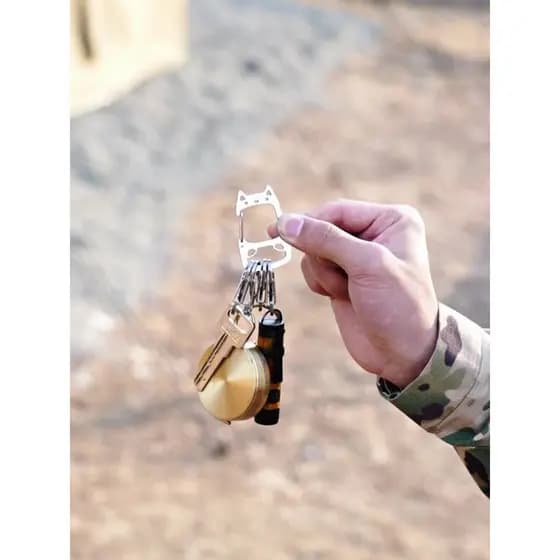 Mini chaveiro de aço inoxidável gato da sorte criativo portátil Multi-fivela Design pingente de chave de carro