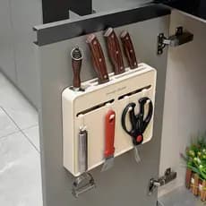 [Produtos de cozinha] Prateleira para facas montada na parede, porta do armário, prateleira interna sem perfuração para